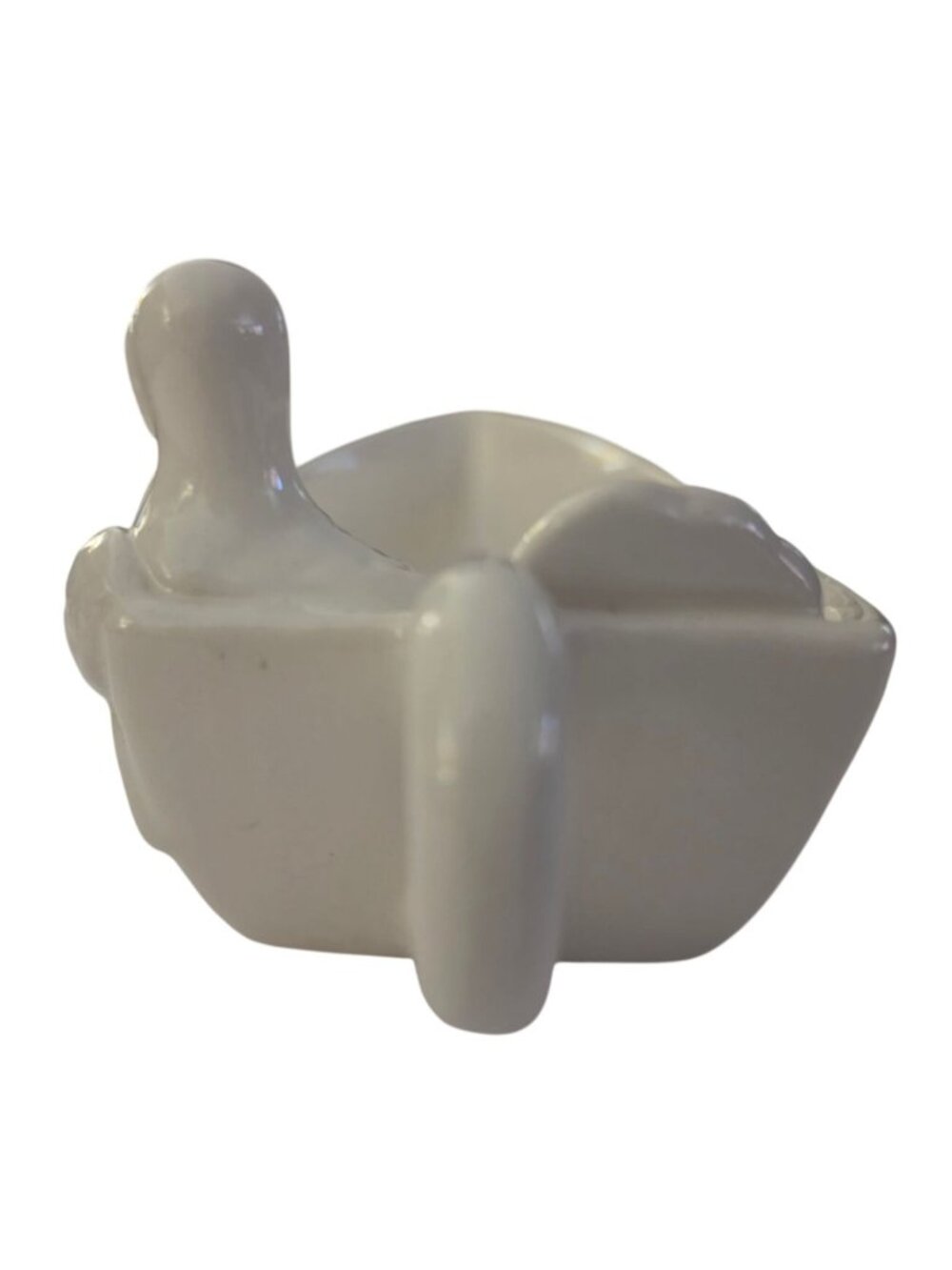 Turkey Gravy Boat White Ceramic Thanksgiving Serving Dish Turkey Handle 8" - Picture 4 of 8